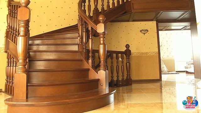 Beautiful Wooden Stairs to the Second Floor. смотреть онлайн