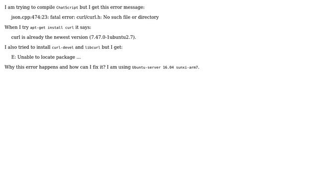 Unix & Linux: json.cpp:474:23: fatal error: curl/curl.h: No such file or directory смотреть онлайн