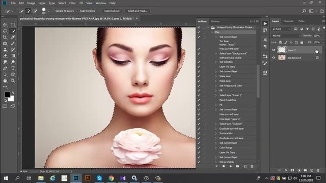 Vintage Pin Up Illustration Photoshop Action смотреть онлайн
