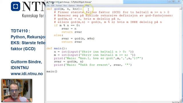 Python Rekursjon. EKS GCD смотреть онлайн