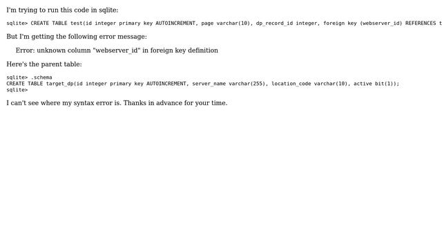 Databases: Can't create foreign key in sqlite смотреть онлайн