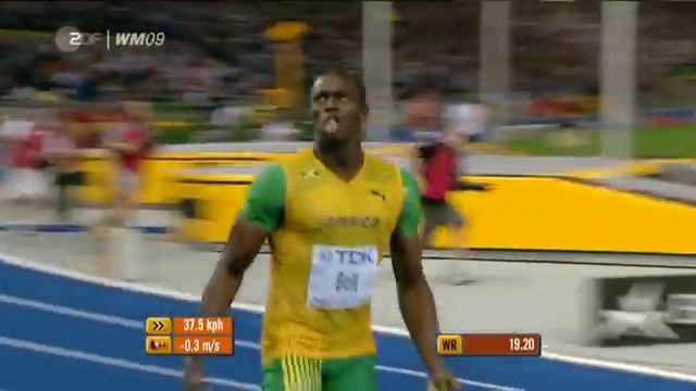 Усэйн Болт 200м за 19,19 мировой рекорд 20.08.2009 смотреть онлайн