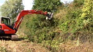 Мульчер измельчитель OSMA TF L 100 на мини экскаваторе Kubota KX080 3