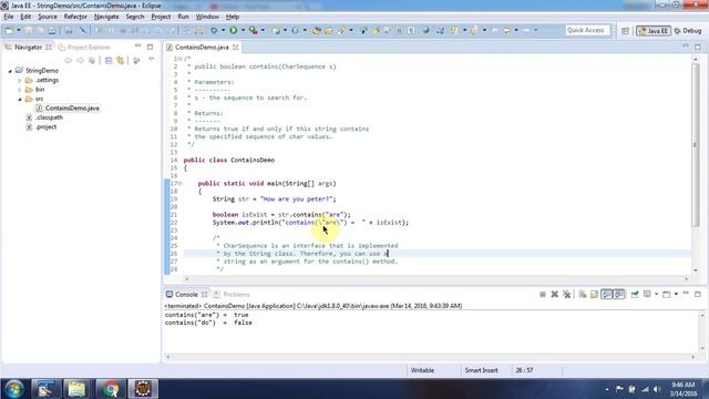 Java String (contains(CharSequence s) method) | Java Tutorial смотреть онлайн