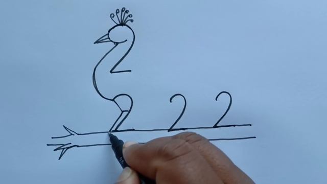 How To Draw Peacock With 2222 Number | How To Turn 2222 In Peacock Drawing | Peacock Drawing Art смотреть онлайн