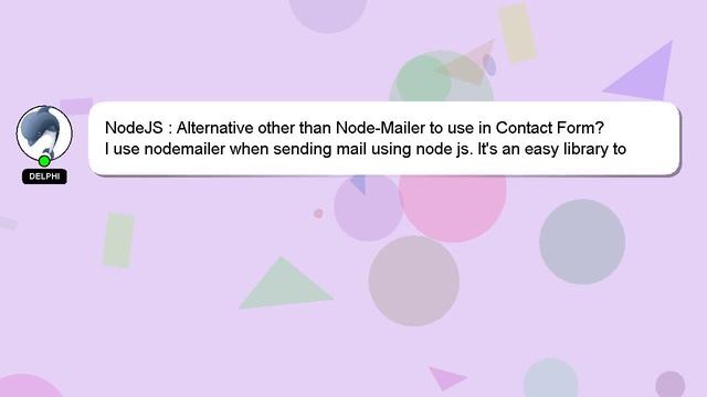 NodeJS : Alternative other than Node-Mailer to use in Contact Form? смотреть онлайн
