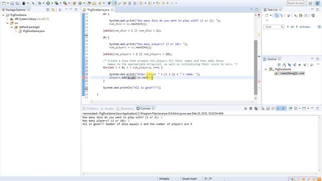 04 - Java Programming (Pig Dice Game) - Setting Up The Players (Solution) смотреть онлайн