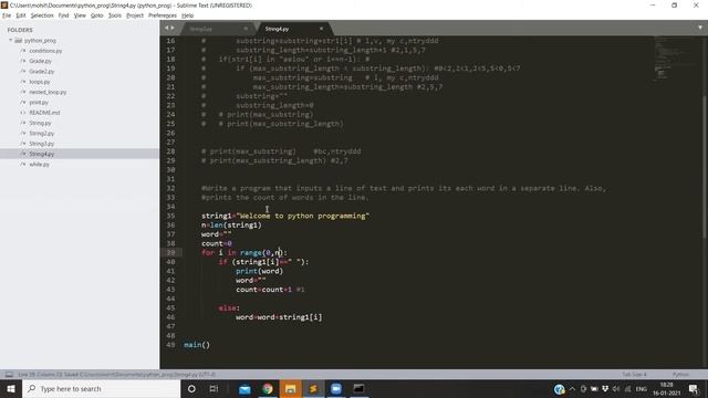 Python 29(#5 String prog |Print words in sep line, also count words)|11th CBSE(Hindi)|Comp Sc 20-2 смотреть онлайн