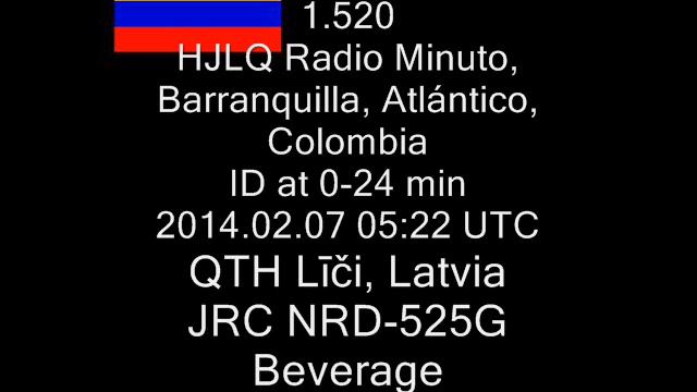 1.520 HJLQ Radio Minuto, Barranquilla, Atlántico, Colombia ID at 0:24 min 2014.02.07 05:22-05:24 UT смотреть онлайн