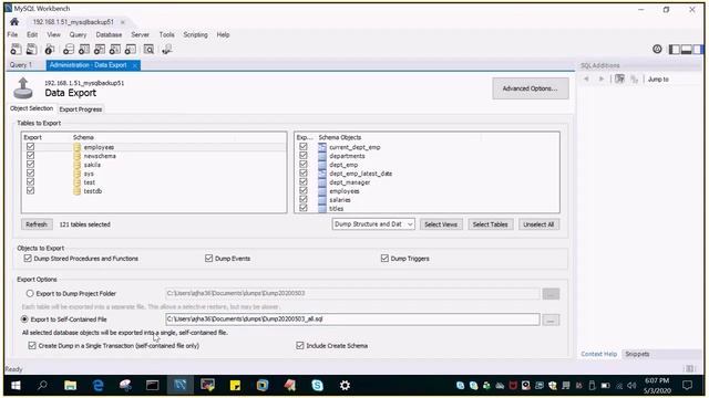 How to backup mysql database with data using mysql workbench to be used for restoring and migration смотреть онлайн