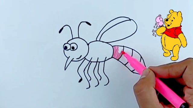 How to draw a mosquito/Как нарисовать комара/Cara menggambar nyamuk/Cómo dibujar un mosquito смотреть онлайн