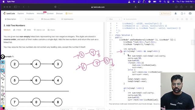 LeetCode - Add Two Numbers | Linked List | Medium problem | problem number-2 смотреть онлайн