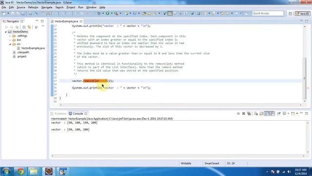 Vector (RemoveElementAt method) | Java Collection Framework смотреть онлайн