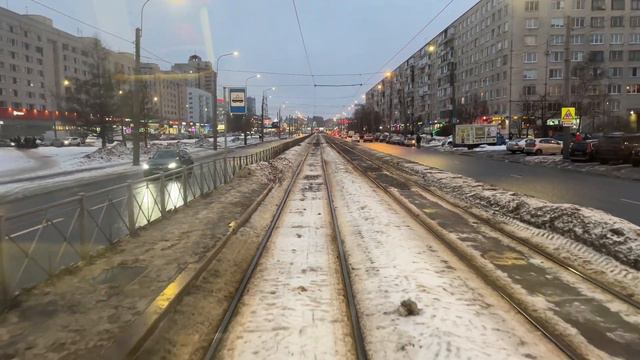 Санкт-Петербург, поездка на трамвае ЛВС-86М2 б. 1035, маршрут 43. смотреть онлайн