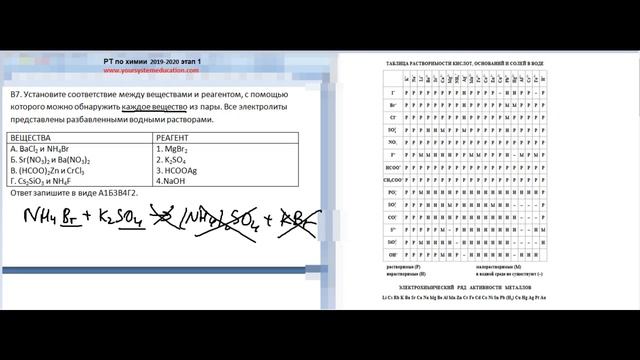 В7 РТ 19-20 этап 1. Определение веществ. Тесты по химии смотреть онлайн