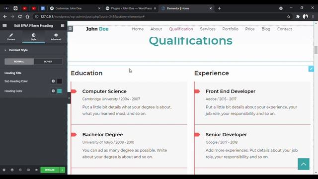 Personal Portfolio Website using Portfolio WordPress Theme Free | How to use Elementor WordPress смотреть онлайн