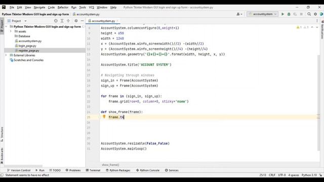 #3 Linking Pages | Python Tkinter Modern Login And Registration Form GUI | Sign Up and Login смотреть онлайн