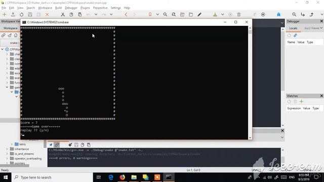 Text-based snake game in c++ (using oop) смотреть онлайн