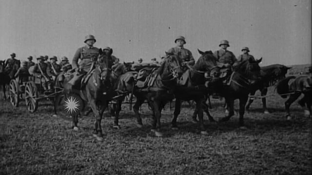 General August Wilhelm Heye reviews troops and cavalry in Roemhild, Germany. HD Stock Footage смотреть онлайн