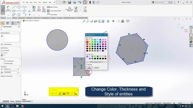 How to change sketch Color, Thickness and Style in solidworks смотреть онлайн