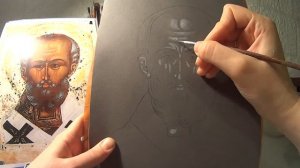 Как написать икону. Икона Святителя Николая .Первая плавь. Плавь А. Раскладка по тону и форме