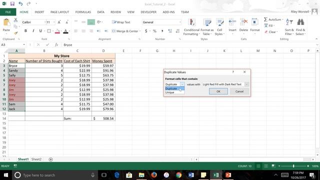 Excel Tutorial #2 Highlight Duplicates and Unique Values смотреть онлайн