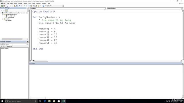 Excel VBA Programming - Arrays | 2 - Alternate Syntax for Fixed Size Arrays смотреть онлайн