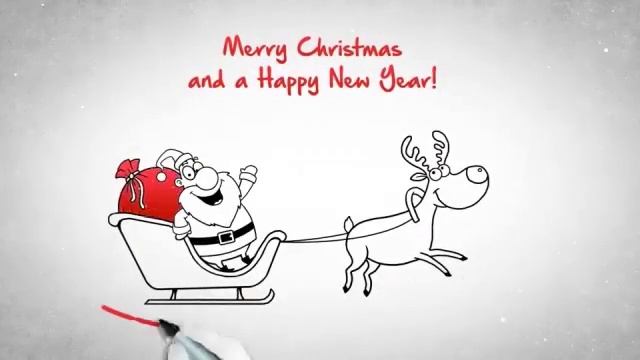 Новогодний поздравительный пакет - Рисунки на белой доске смотреть онлайн