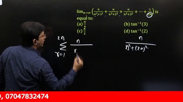 lim┬(n→∞)⁡(n/(n^2+1^2 )+n/(n^2+2^2 )+n/(n^2+3^2 )+⋯+1/5n) is equal to | Maths Master | Impetus смотреть онлайн