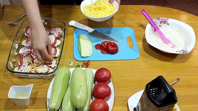 Кабачки запеченные с помидорами и сыром в духовке смотреть онлайн