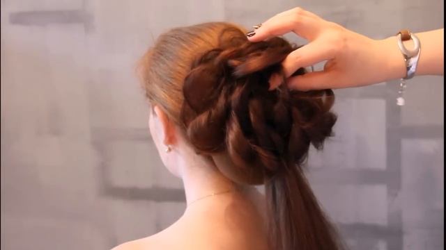 Объёмный низкий пучок на валике | Лена Роговая | Hairstyles by REM #hairstyles смотреть онлайн