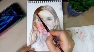 Акварельные карандаши с размытием или без.