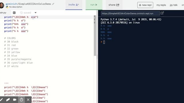 Python Demo - Using Color in Simple ASCII Art смотреть онлайн
