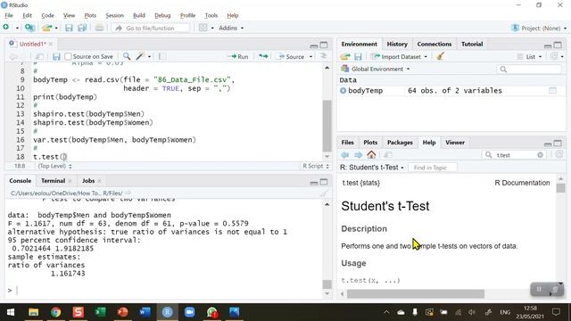How To... Perform an Independent Samples (Equal Variance) t Test in R #86 смотреть онлайн