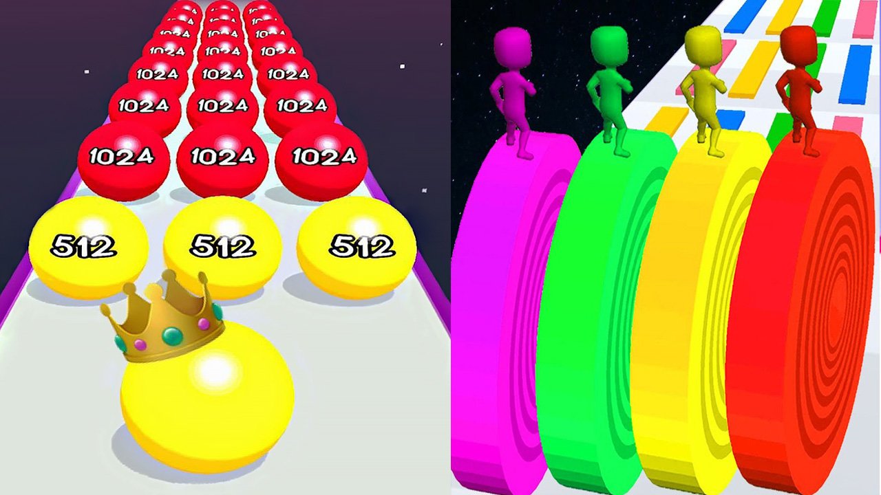 Мобильные игры Ball Run 2048 и Layers Roll Pro прохождение, геймплей и новые уровни для Android IOS смотреть онлайн