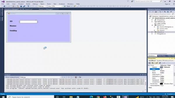 C# tutorial: fill datagridview from sql database and send selected row values to another form