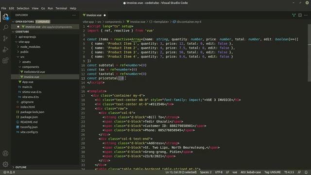 Creating Invoice (Auto Calculation) from Scratch with Vue 3 смотреть онлайн