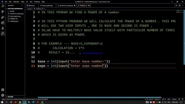 Program To Find Power Of A Number || Power Program In Python || exponent program in python смотреть онлайн