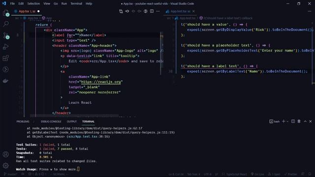 Using getByLabelText in React смотреть онлайн