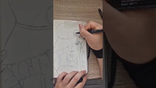 Drawing Jotaro Kujo from Jojo's Bizarre Adventure! #anime #drawing #sketch #jotaro #jojo смотреть онлайн