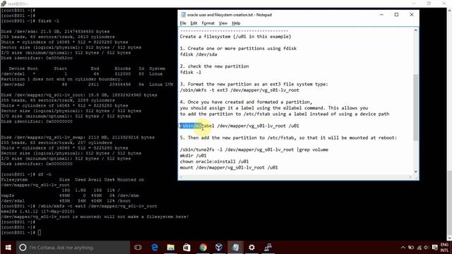 Oracle user and Filesystem Creation on linux смотреть онлайн