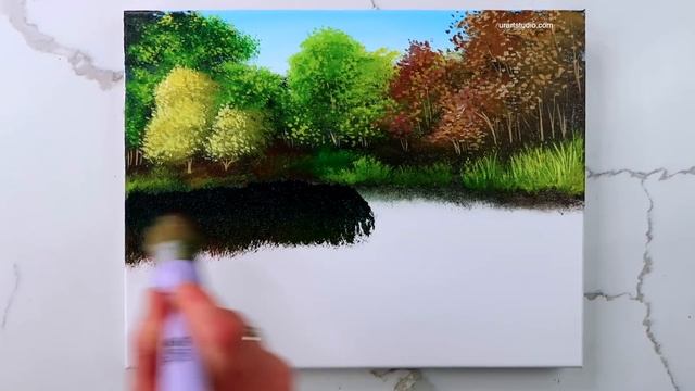 Pond Reflections | Landscape Painting | Easy for Beginners смотреть онлайн