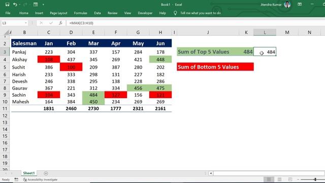 Highlight and Sum of Top 5, Bottom 5 Values in Excel | Conditional Formatting смотреть онлайн