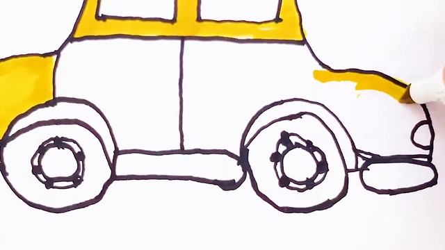 Как нарисовать автомобиль / мультик раскраска для детей / Раскраски малышам / Узнать цвета смотреть онлайн