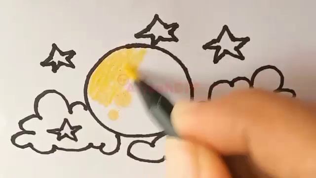 Cara menggambar bulan purnama, awan, dan bintang langit malam смотреть онлайн