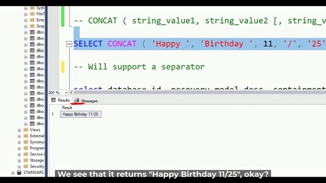 CONCAT and CONCAT_WS | SQL Server смотреть онлайн