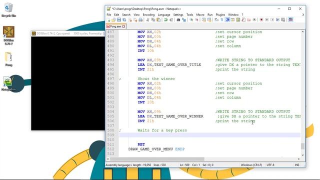 [MASM] 8086 Assembly - Pong - 18 Game Over Screen смотреть онлайн