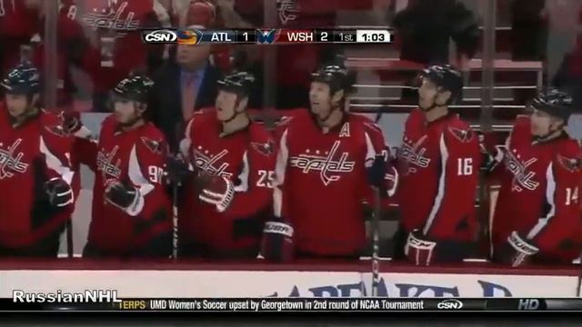 Alex Semin scores from great Alex Ovechkin pass vs Thrashers (14 nov 2010) смотреть онлайн
