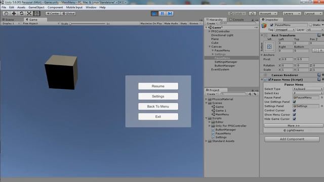 [UNITY 5 ASSETS] MAIN MENU, PAUSE, SETTINGS V.0.1a | МЕНЮ, НАСТРОЙКИ, ПАУЗА смотреть онлайн