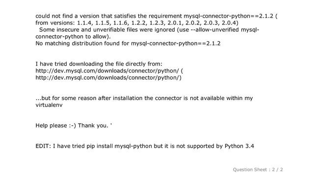 Django : How do you install mysql-connector-python (development version) through pip? смотреть онлайн